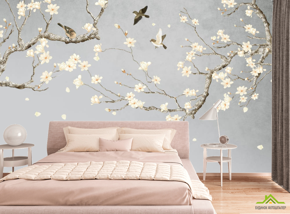 выбрать Фотообои Ветки магнолии в японском стиле Фотообои в спальню на стену