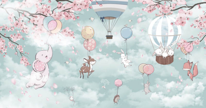 Фотошпалери звірі на повітряній кулі