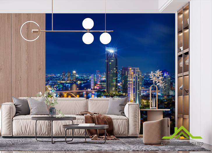 Фотошпалери темно-синє небо над містом