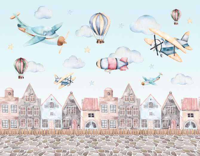 Фотошпалери Літачки над будиночками