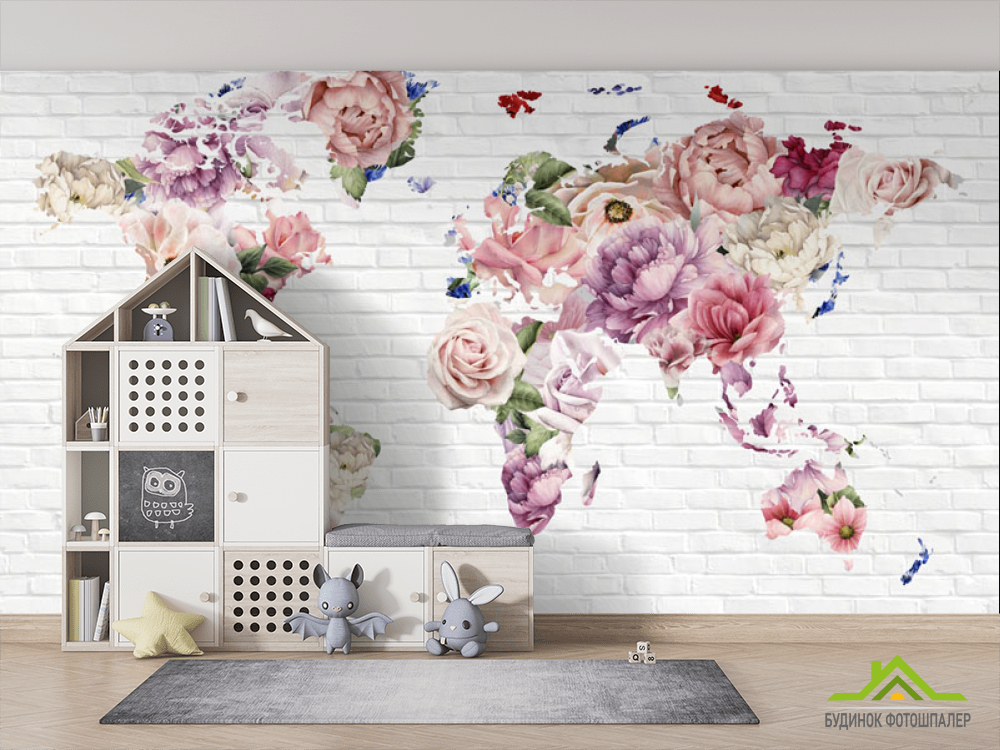 Фотошпалери Квіткова карта для дівчинки