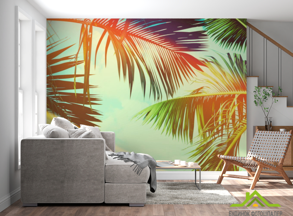 выбрать Фотообои пальмовые листья Фотообои тропические листья на стену