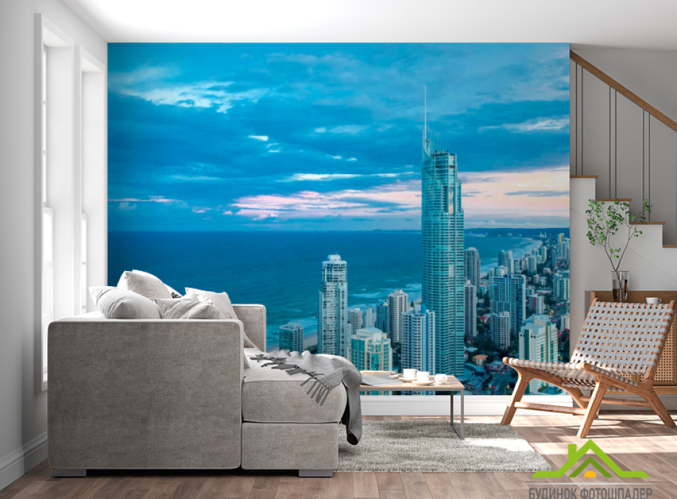 выбрать Фотообои Высотки берег моря Фотообои Город на стену