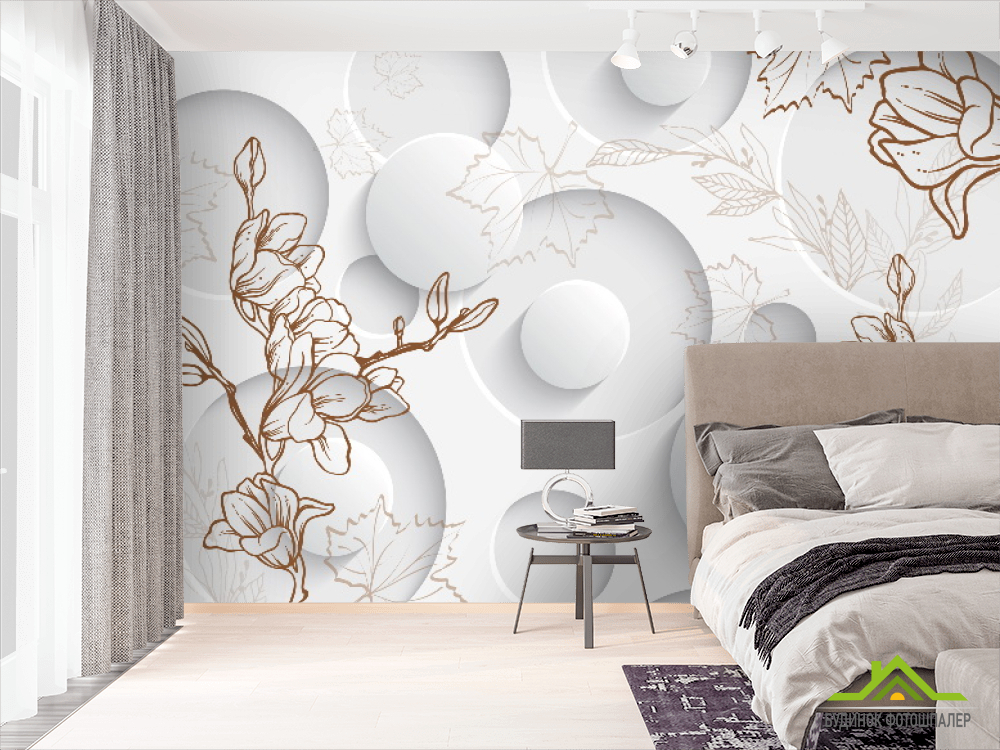 3д фотообои 3D цветы