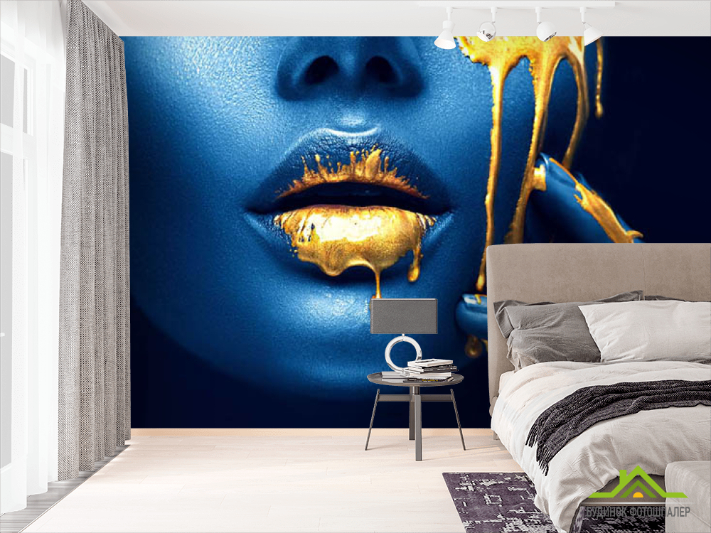 Фотообои Арт губы и золото