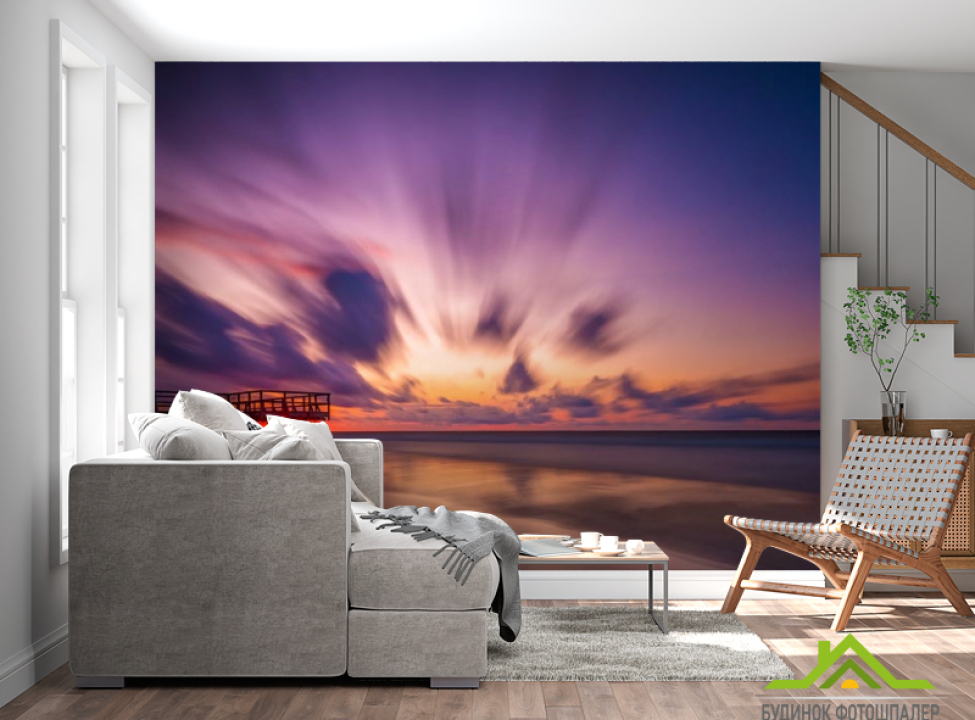 выбрать Фотошпалери Розмитий захід сонця над морем Фотошпалери Море на стіну