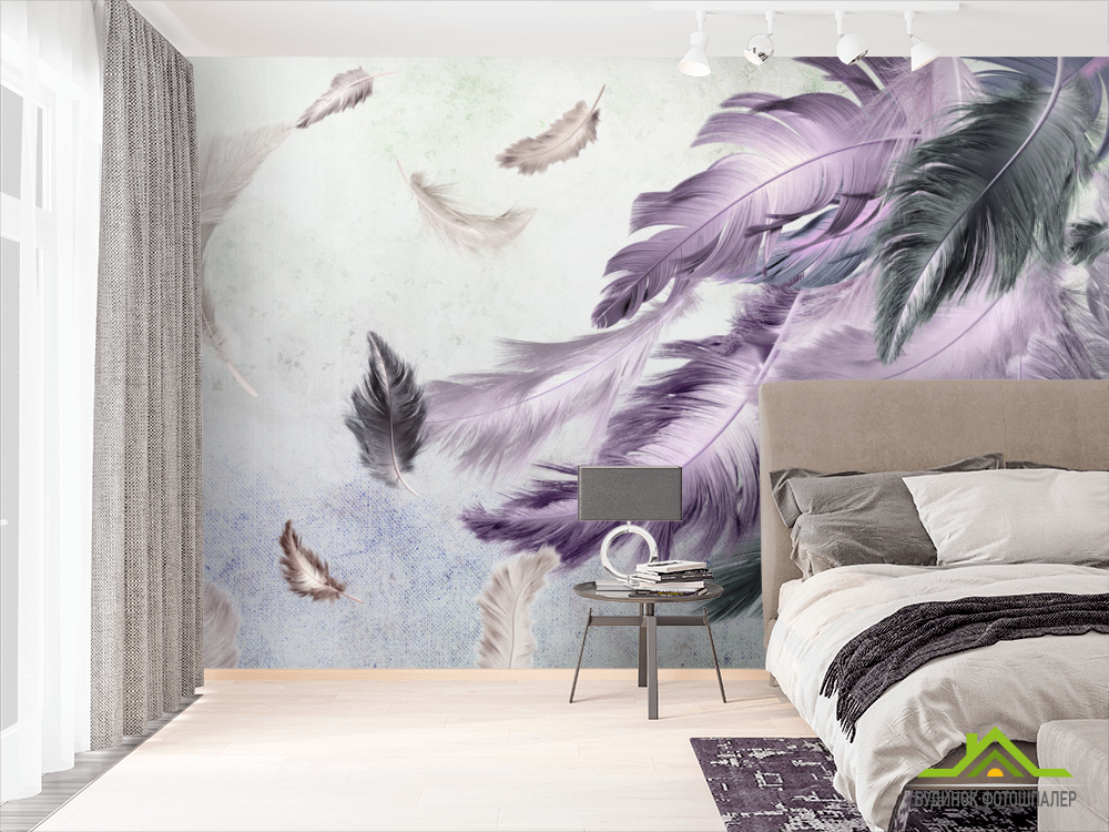 Фотошпалери Пір'я на сірому тлі