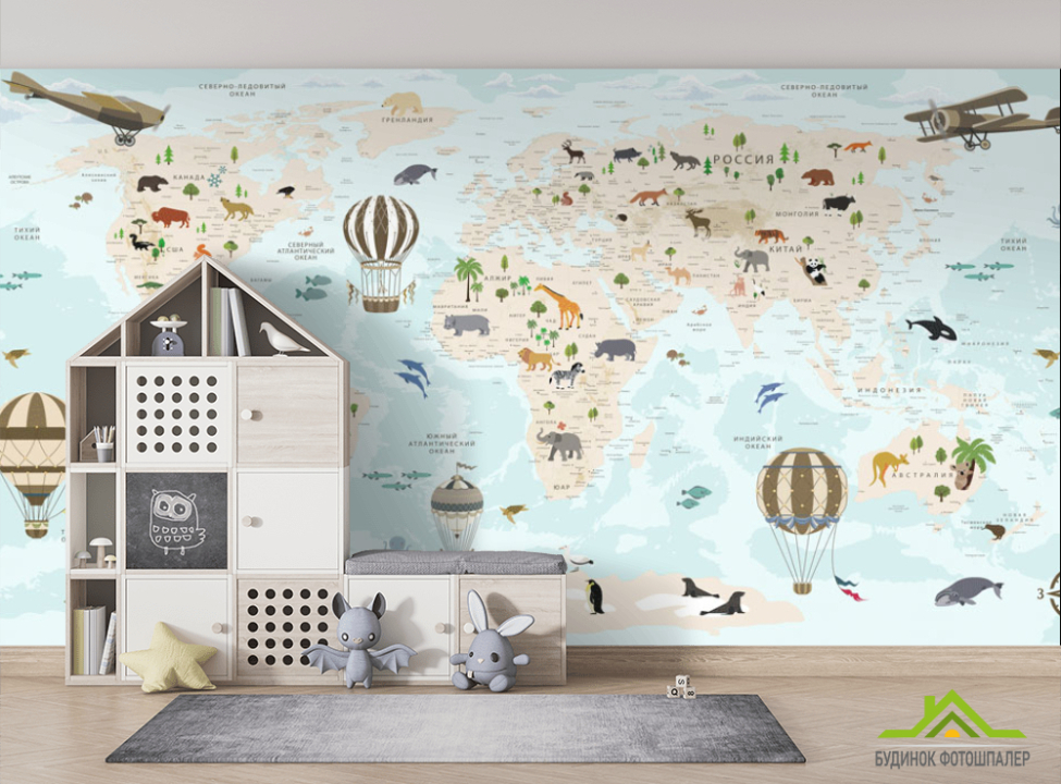 выбрать Шпалери в дитячу Карта Фотошпалери Розвиваючі карти на стіну