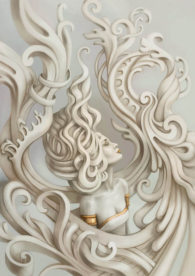 Фотообои Девушка барельеф