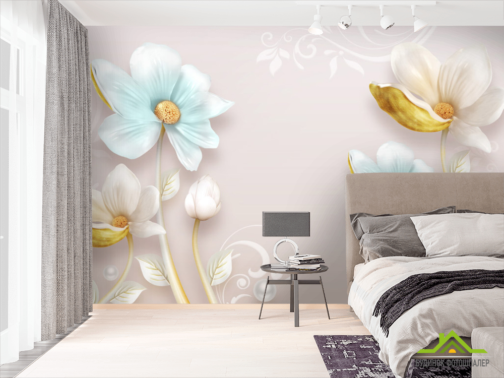 Цветы барельеф с узорами