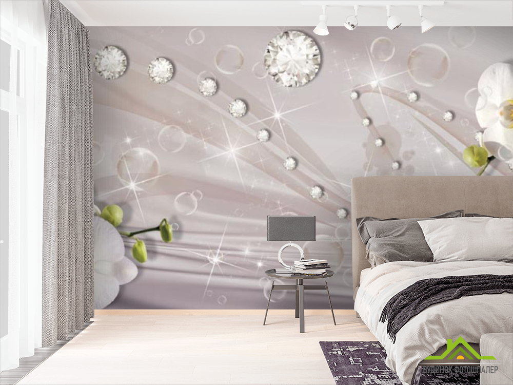 Фотошпалери білі орхідеї на тканини