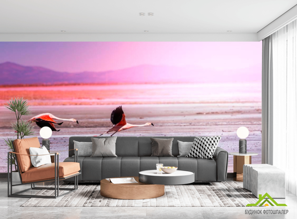 выбрать Фотошпалери Два фламінго Фотошпалери Птиці на стіну