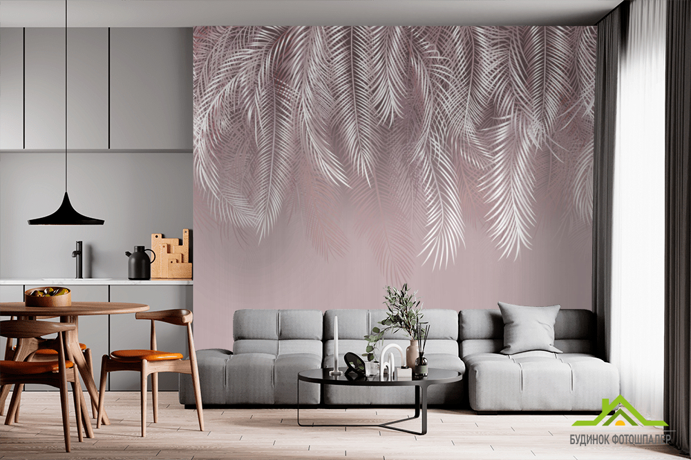 Фотообои розовые листья на стену