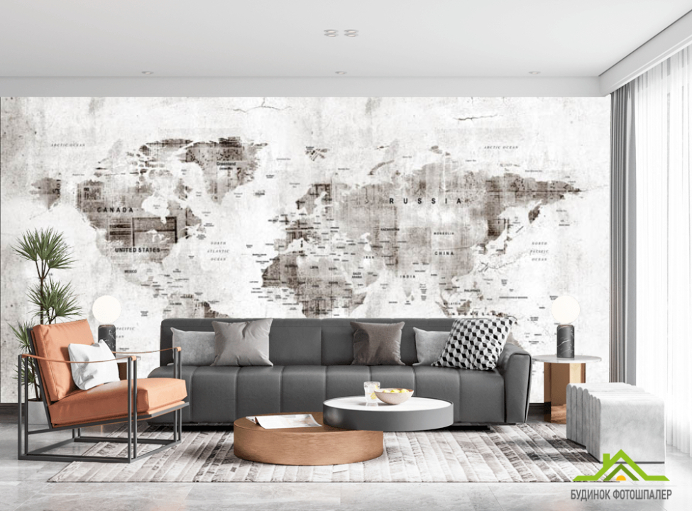 выбрать Фотообои Винтажная карта Фотообои карта Мира на стену