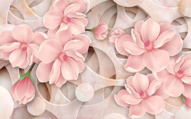 Фотообои 3д цветы розовые