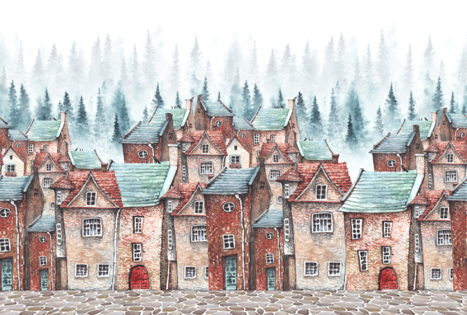 Фотошпалери Будиночки в лісі