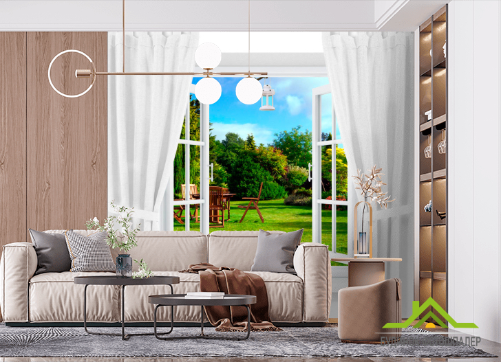 Фотообои Окно с видом на лужайку