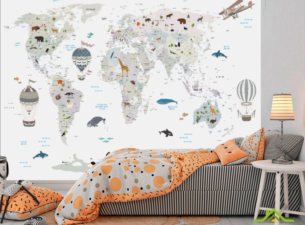 выбрать Фотообои Минималистичная карта света Фотообои Развивающие карты на стену