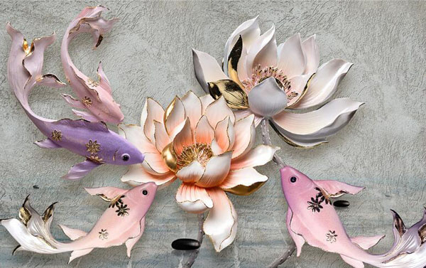 Фотошпалери Квіти і рибки