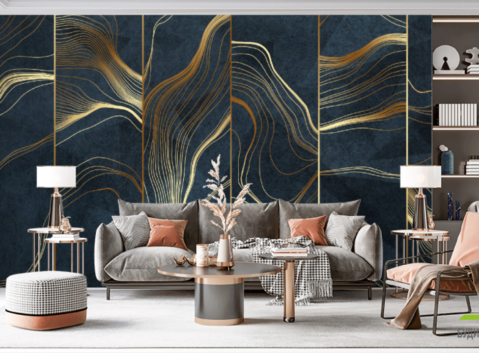выбрать Фотообои золотые волны Фотообои с золочением на стену