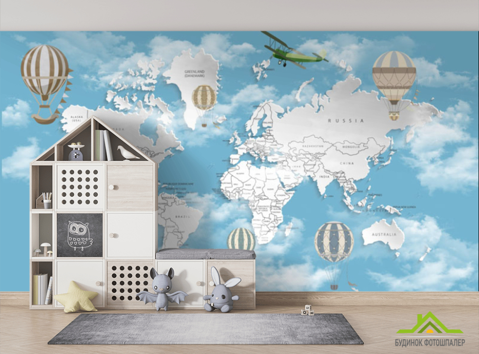 выбрать Фотошпалери блакитна карта Фотошпалери Розвиваючі карти на стіну