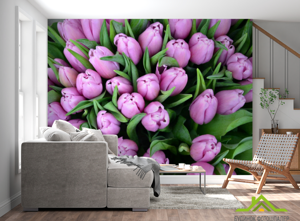 выбрать Фотообои Букет фиолетовых тюльпанов Фотообои Цветы на стену