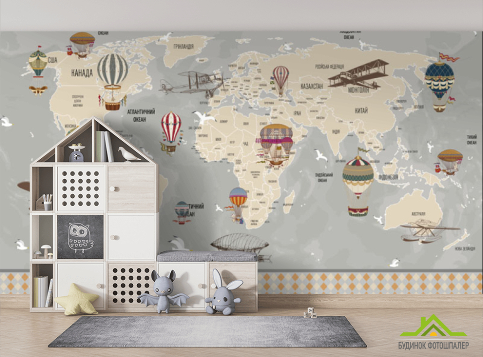 выбрать Шпалери в дитячу Карта Фотошпалери Розвиваючі карти на стіну