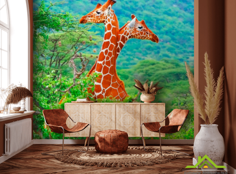 выбрать Фотошпалери Жирафи серед дерев Фотошпалери Жирафи на стіну