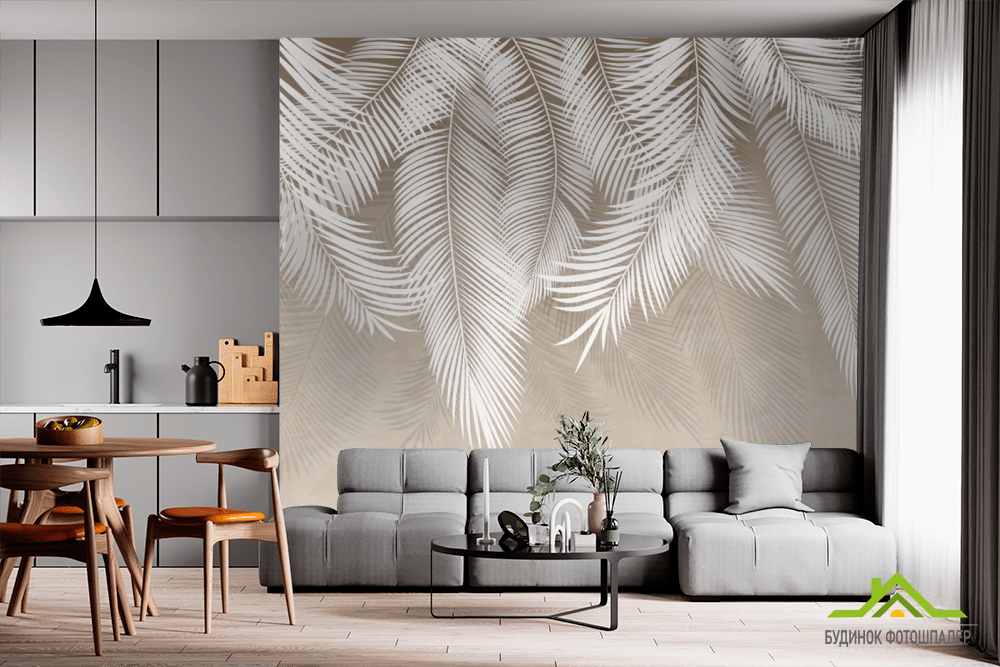 Фотообои графические  пальмовые листья