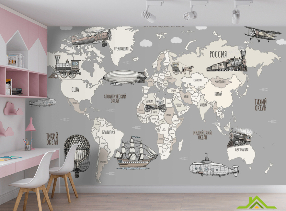 выбрать Шпалери в дитячу Карта Фотошпалери Розвиваючі карти на стіну