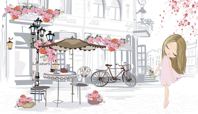 Фотошпалери Векторна дівчинка