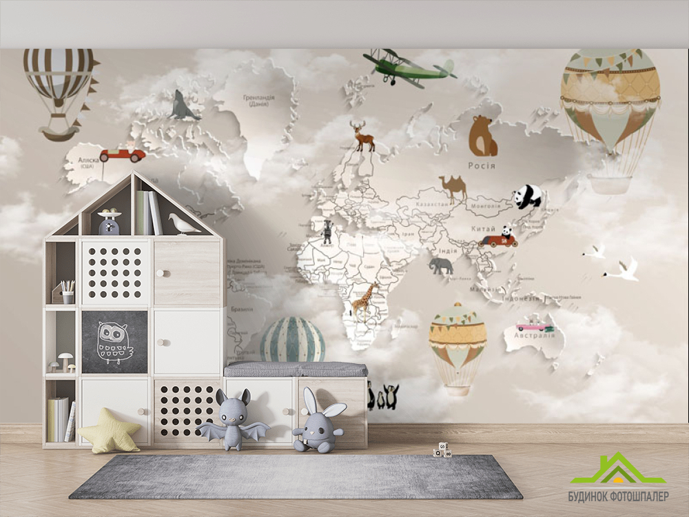 Фотошпалери дитяча карта світу