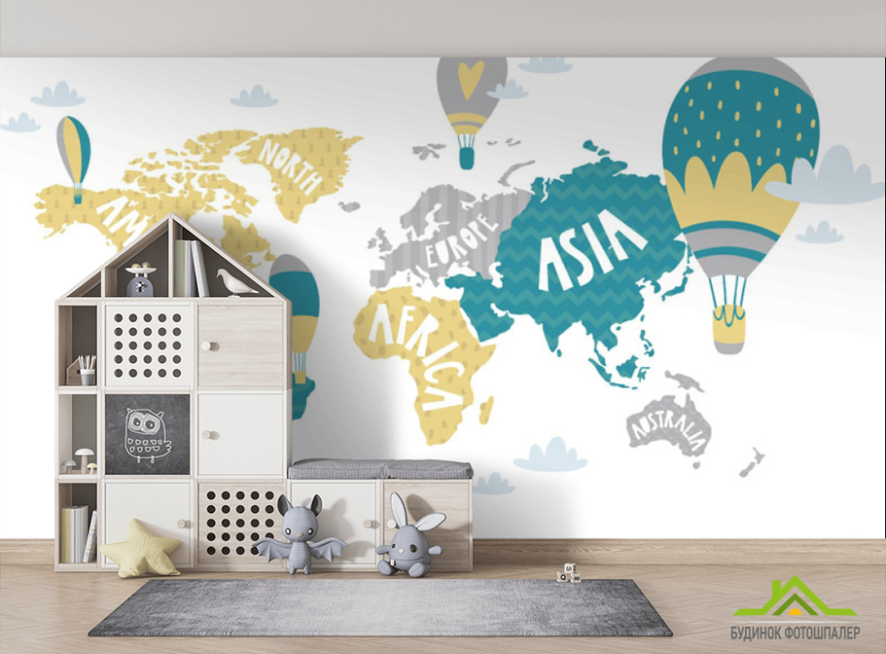 выбрать Фотошпалери Дитяча карта Фотошпалери Розвиваючі карти на стіну