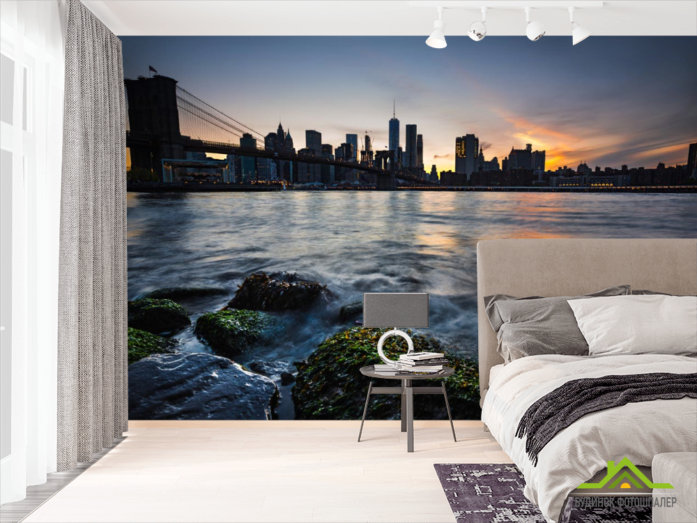 Фотообои камни и река в городе