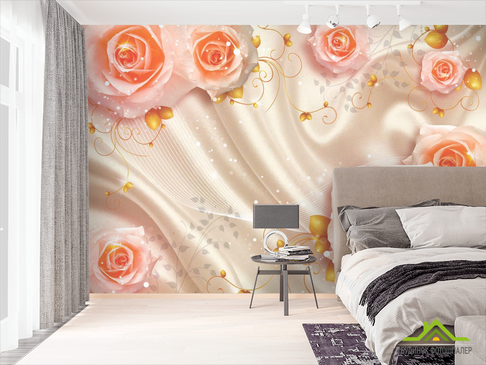 Фотообои Розы на атласе 3д