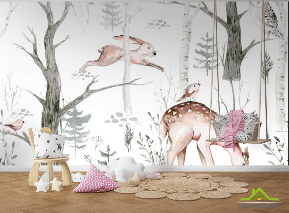 выбрать Фотообои Акварельные животные Фотообои Little kids на стену