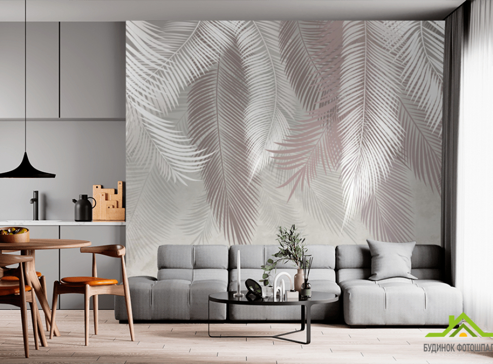 выбрать Фотообои графические  пальмовые листья Фотообои Дизайнерские листья на стену