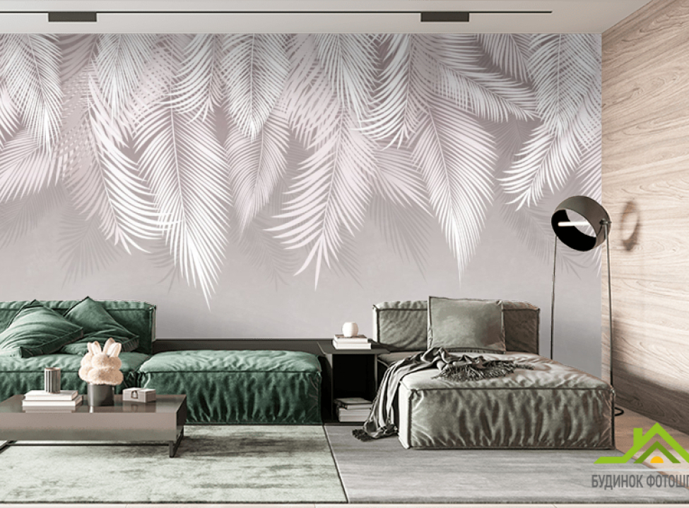 выбрать Фотообои серые листья на стену Фотообои Дизайнерские листья на стену