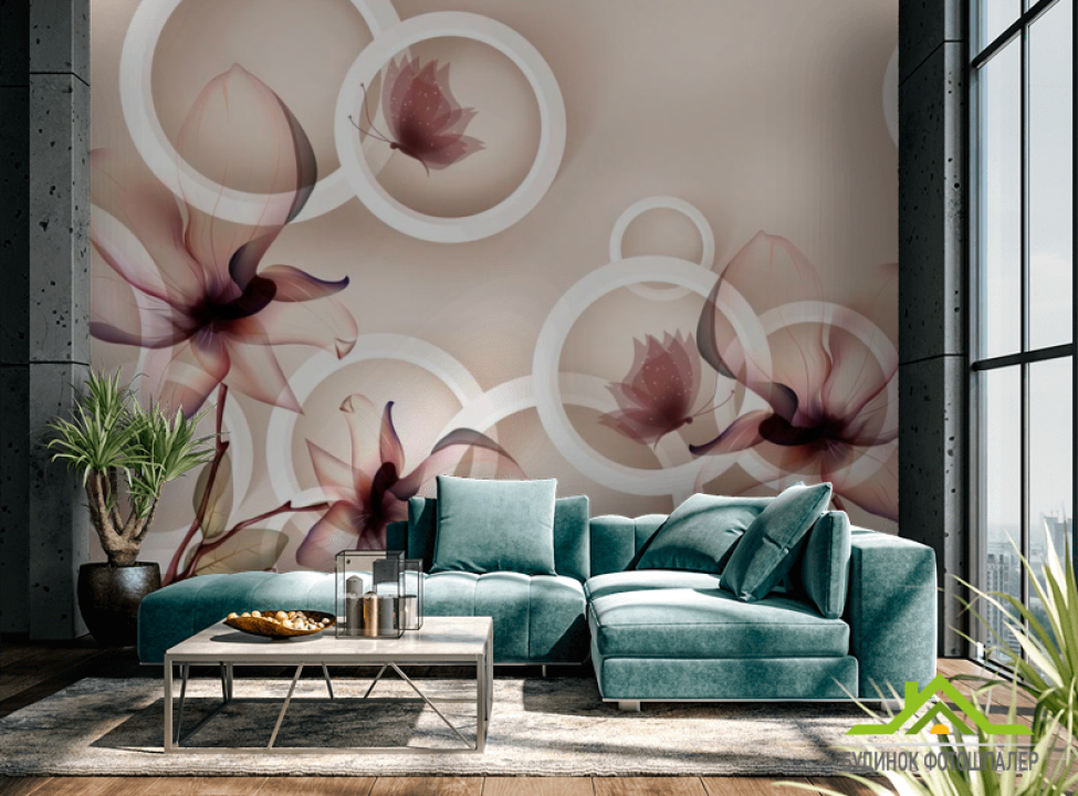 выбрать Фотошпалери 3d коричневі квіти Фотошпалери стереоскопічні на стіну