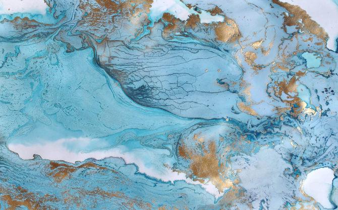 Фотошпалери Блакитний флюїд з золотими ділянками