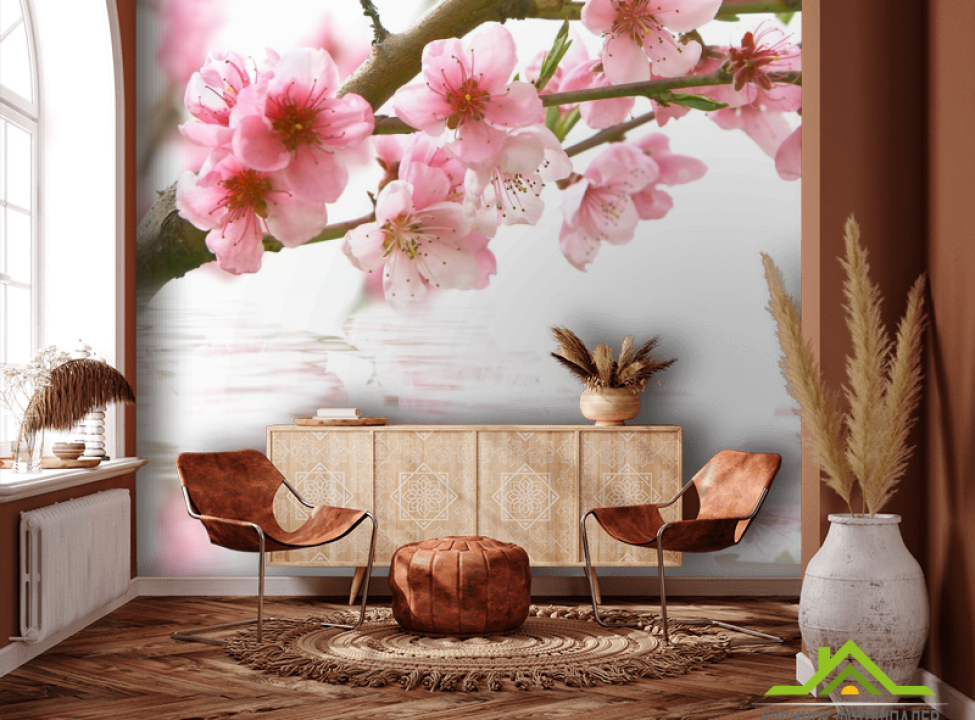 выбрать Фотошпалери цвіт вишні над водою Фотошпалери Квіти на стіну