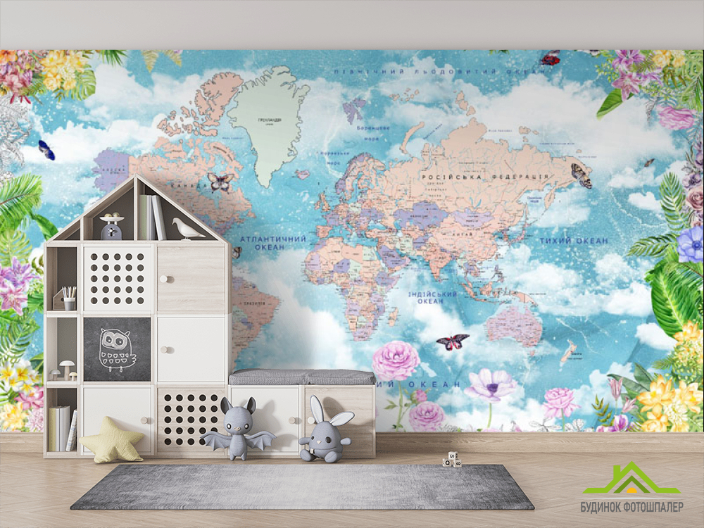 Фотошпалери дитяча карта світу