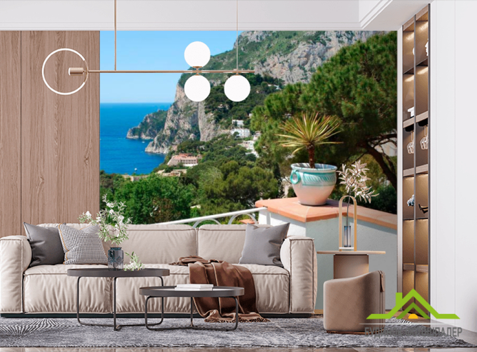 выбрать Фотообои Балкон и гора  на стену