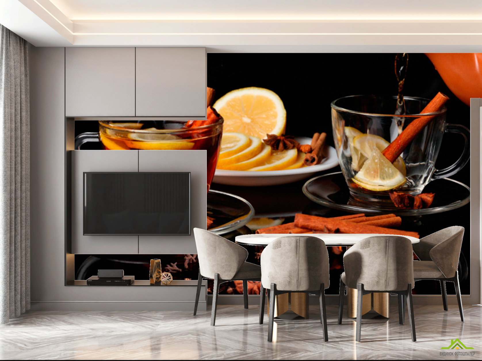 Фотообои в кухню Чай