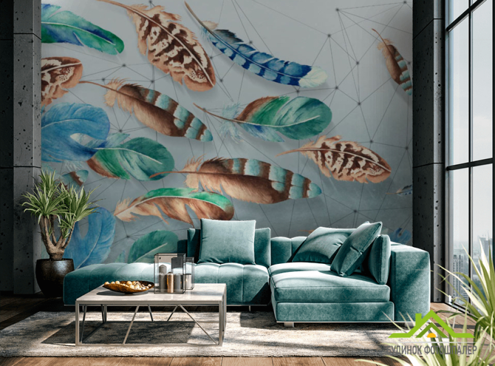 выбрать Фотошпалери Кольорові пір'я Фотошпалери пір'я на стіну