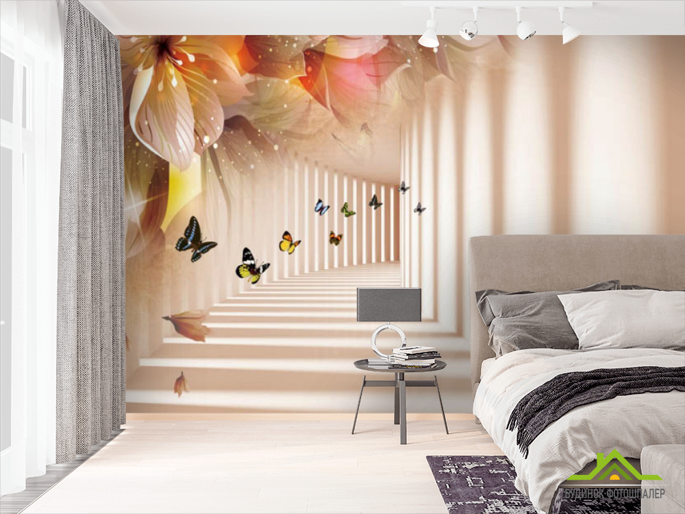 Фотошпалери тунель з квітами