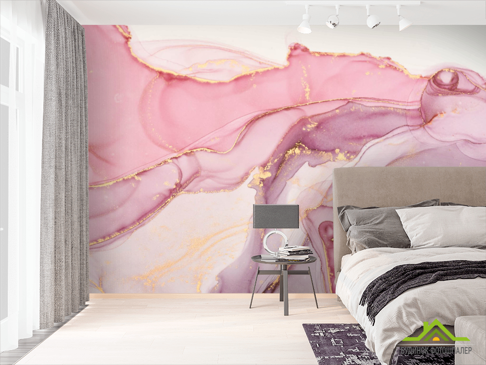 Фотошпалери Рожевий Fluid art