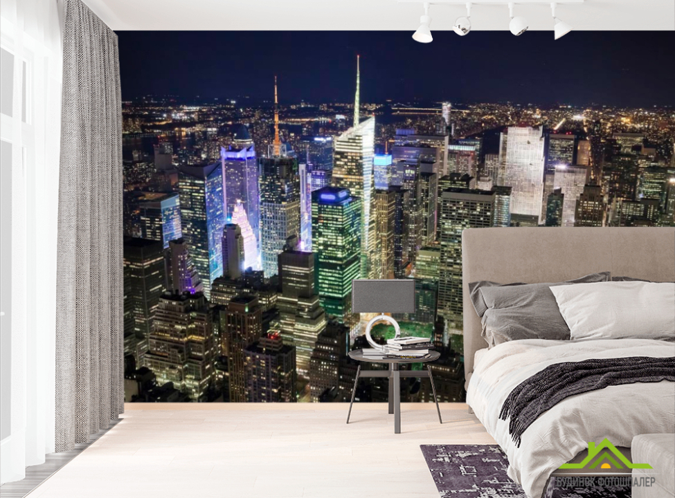 выбрать Фотообои Ночные верхушки домов Фотообои Современный город на стену