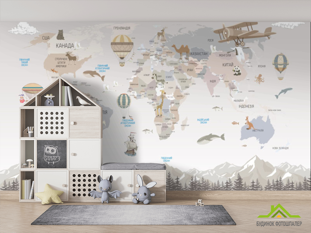 Фотошпалери дитяча карта світу