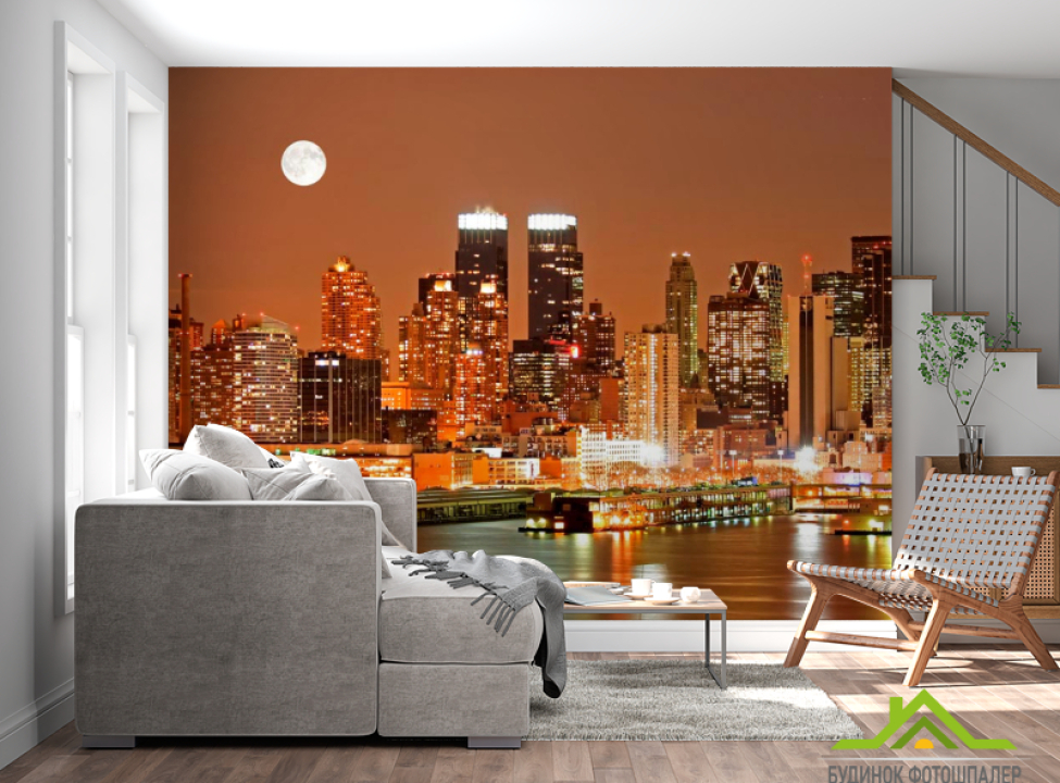 выбрать Фотообои Луна, ночь, New York Фотообои Город на стену